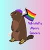 The WhistlePig Groundhog, wearing a cap and bells and holding a Philidelphia pride flag